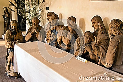 Detail of a religious scene Last Supper Editorial Stock Photo