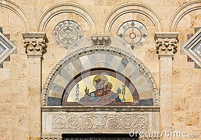 Detail of the Facade of the Cathedral of Cagliari Editorial Stock Photo