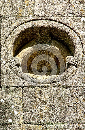 Detail of Romanesque monastery of Paco de Sousa in Penafiel Stock Photo