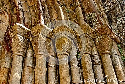 Detail of Romanesque monastery of Paco de Sousa in Penafiel Stock Photo