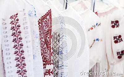 Detail of romanian traditional costume Stock Photo