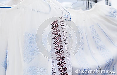 Detail of romanian traditional costume Stock Photo