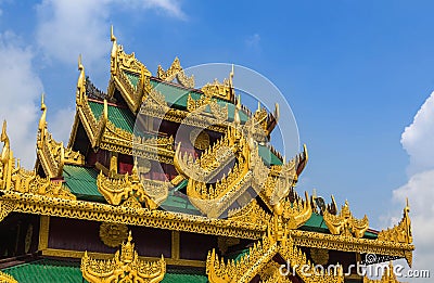 Detail roof of building traditional burmese architecture style Stock Photo