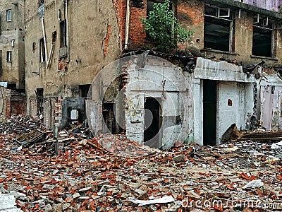 Ruins of demolished building in china Stock Photo