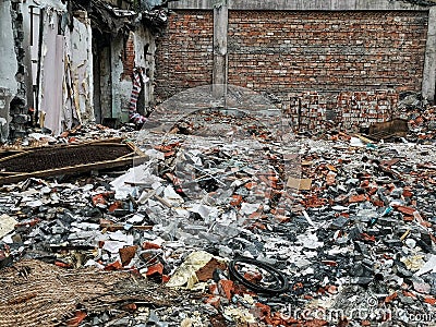 Ruins of demolished building in china Stock Photo