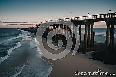 Detail of a rustic seaside boardwalk Stock Photo