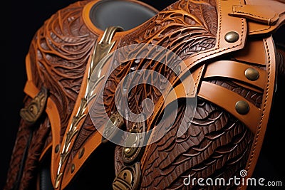 detail of saddle parts and leather pieces Stock Photo