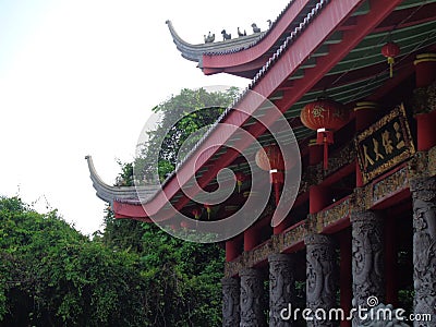 Detail of sam poo Kong temple with greenery Stock Photo
