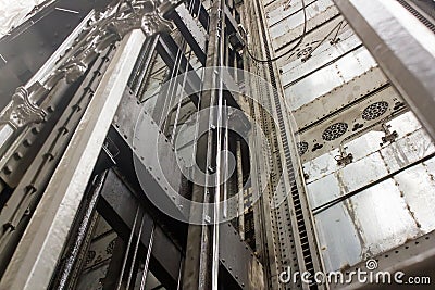 Detail of the Elevator or lift of Santa Justa, Lisboa, Portugal Editorial Stock Photo