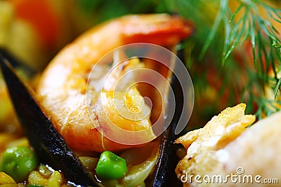 Detail scampi paella Stock Photo