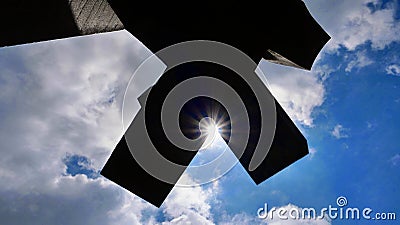 Detail of a sculpture in the Eduardo Chillida Leku Sculpture Park in Hernani, Spain Editorial Stock Photo