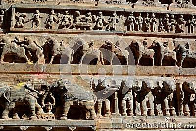 Detail of the sculptures. Jagdish Temple. Udaipur. Rajasthan. India Stock Photo