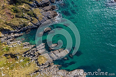 Detail of sea waves colors breaking in the coast of Sonabia, Cantabrian sea Stock Photo