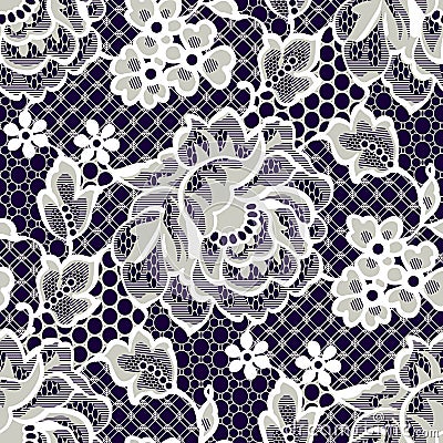 Vector Romantic Floral Lace Seamless Pattern Vector Illustration