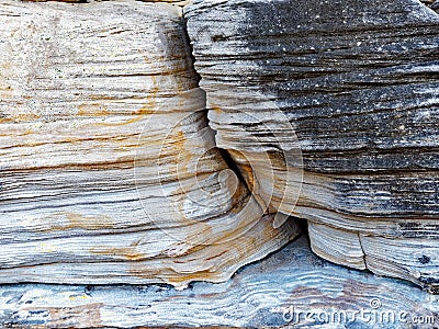 Weathered Sandstone Natural Rock Wall Stock Photo