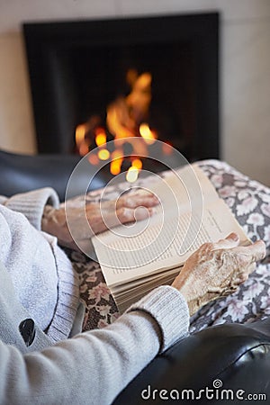 Detail Of Senior Woman Reading Book Stock Photo