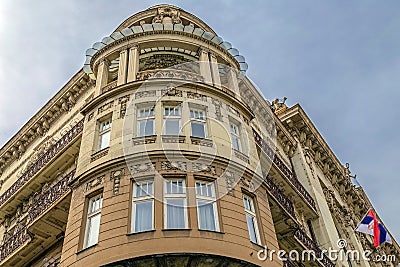 Detail of Serbian Academy of Sciences and Arts, Belgrade, Serbia Editorial Stock Photo
