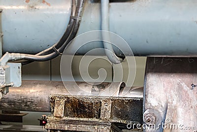 The short stroke of an aluminium extrusion press Stock Photo