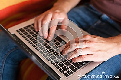 Both hands using laptop topview Stock Photo