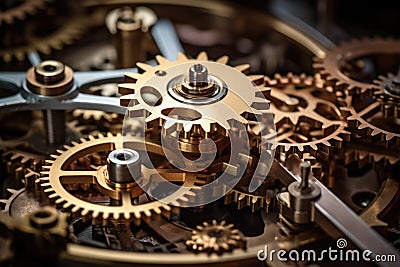 a detail shot of rotating gears and cogs in a machine Stock Photo