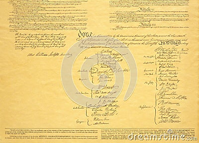 detail of signature page of Declaration of Independence Editorial Stock Photo