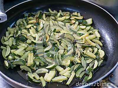 detail of sliced courgette in a pot Stock Photo