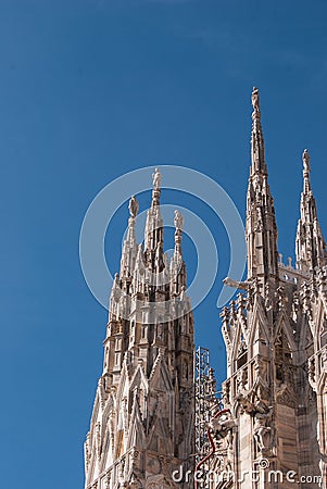 Detail of some spiers of the Milan Cathedral Stock Photo