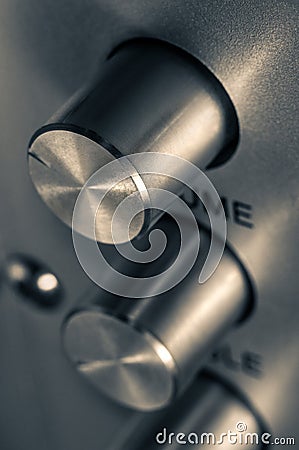 Detail of sound volume controls in vintage style Stock Photo