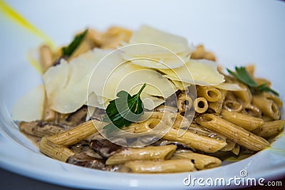 Detail on special designe for food on plate.Pasta Stock Photo