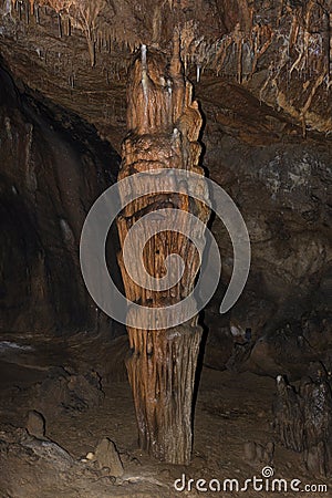 Detail of Stalactite and stalagmite in Aggtelek cave Stock Photo