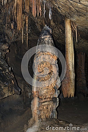 Detail of Stalactite and stalagmite in Aggtelek cave Stock Photo