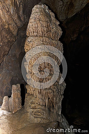 Detail of Stalactite and stalagmite in Aggtelek cave Stock Photo