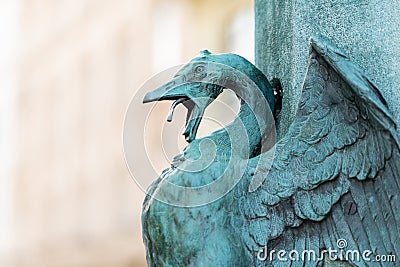 Detail of statue of a girl with a goose, fountain in Vienna Editorial Stock Photo