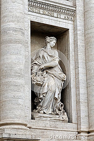 Detail Statue on Trevi Fountain Editorial Stock Photo
