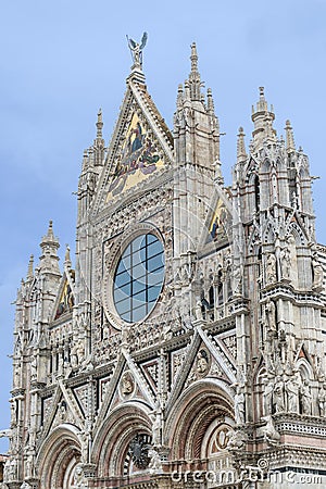 Upper facade of the cathedral of Siena Editorial Stock Photo