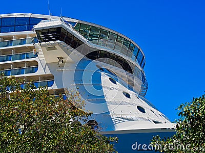 Detail of a Large Modern Cruise Ship Stock Photo