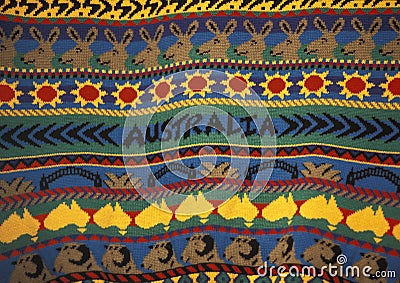 Detail of a sweater with Australian design Stock Photo