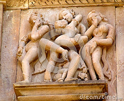 Detail from temples at Khajuraho, India Stock Photo