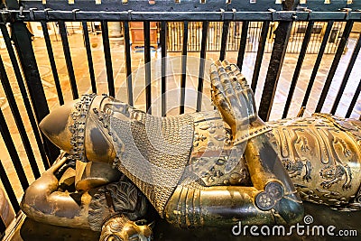 Detail of the tomb of Edward, the Black Prince, inside Canterbury cathedral in Canterbury, Kent, Editorial Stock Photo