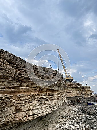 Detail of tower crane. Construction in the mountains Editorial Stock Photo