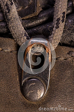 Detail of trekking shoes hook and loop. Stock Photo