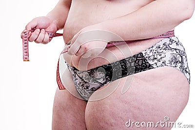 Detail of the trunk of a girl with obesity Stock Photo