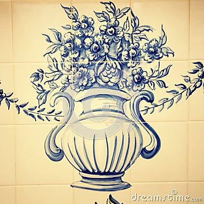 Detail of typical old portugal tiles(azulejos) Stock Photo