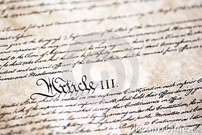 Detail from United States Constitution Editorial Stock Photo