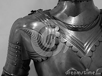 Detail of the upper part of the armor of a medieval knight Stock Photo