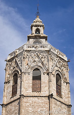 Detail of the upper part of the Miguelete or Micalet of the cathedral of Valencia Stock Photo