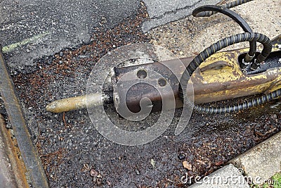 Business End of Pneumatic Hammer Chisel Stock Photo