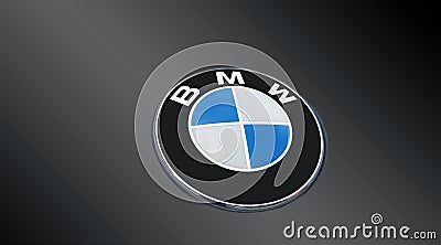 Detail of the vent of a BMW logo on grey Editorial Stock Photo