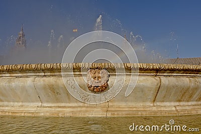 Detail of Vicente Traver fountain in Seville Stock Photo