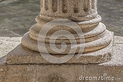 Detail view of a ionic style base column, romanesque columns gallery Editorial Stock Photo